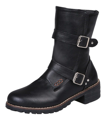 Bota Tobillo Para Mujer Tacon Grueso Botine Invierno Comodo