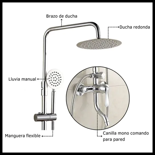 Grifer a Canilla Ducha Columna Exterior Con Transferencia