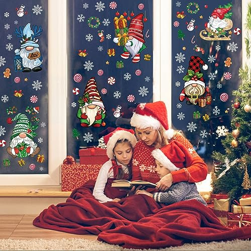 9 Hojas Pegatinas De Ventana De Gnomos De Navidad, Pega...