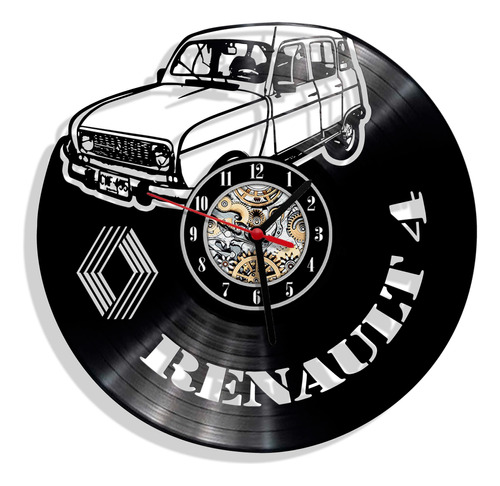 Reloj De Pared Elaborado En Disco Lp / Vinilo Ref. Renault 4