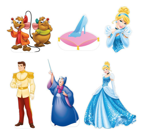 Figuras Cenicienta Base Rígida Kit 6 Pzas Coroplast