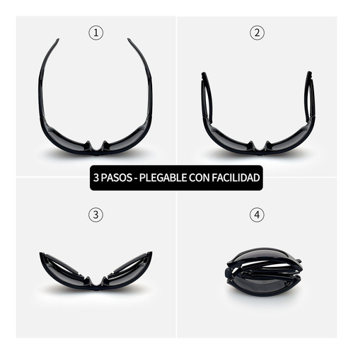 Lentes De Sol Plegables Hombre Mujer Uv Deportivos Ciclismo Anti Luz Solar De Moda Estilo Clásico Diseño Negro