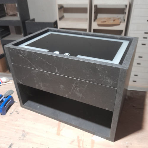 Mesa De Luz Led Dimmer Touch Encendido Táctil Gris Mármol