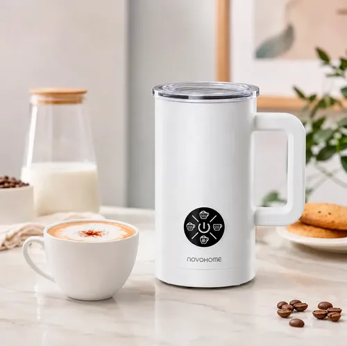 Espumador Calentador Batidor De Leche Novohome 4 Funciones 500ml 500W Color Blanco