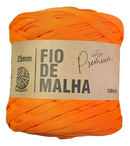 Fio De Malha Premium Cores Variadas Para Crochê 25mm 140m Cor Mango