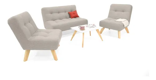 Sofá Navara + 2 Poltronas Porto Y Mesa De Centro Nova