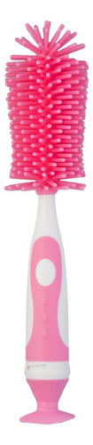 Cepillo Para Biberón/botella Papubaby De Silicón 100% Color Rosa
