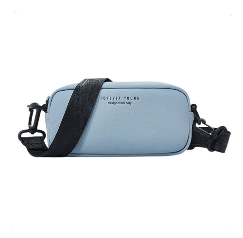 Bandolera De Mujer Portacelular Cartera Acabado De Los Herrajes Negro Color Azul Acero Diseño De La Tela Liso