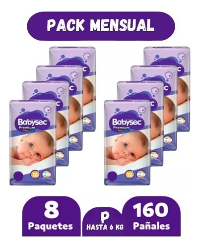 Manga De Pañales Babysec Premium (8 Paquetes)