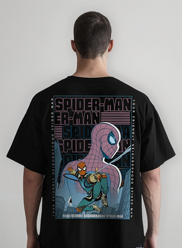 Playera Peter Parker Spiderman Hombre Mascara De Latex Negro
