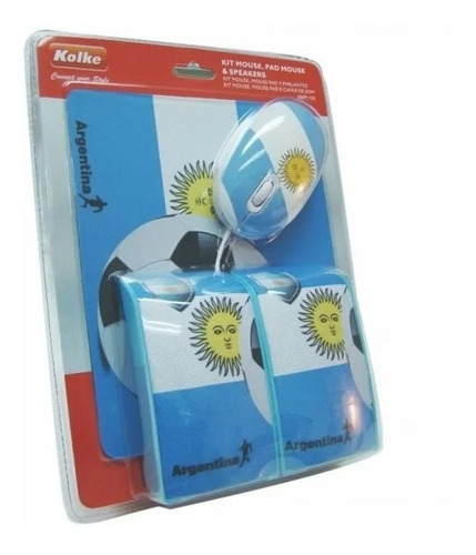 Imagen 2 de 5 de Combo Argentina Mouse + Pad + Parlantes Kolke Kmpp-100