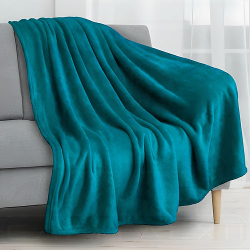 Frazada Matrimonial Cobija Suave Y Cálida De Temporada Color Turquesa Diseño De La Tela Liso