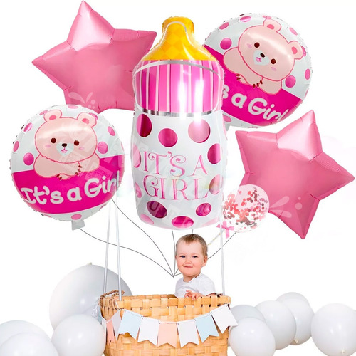 Kit Globos Baby Shower Niña Baby Mamila Girl Decoración Bebé