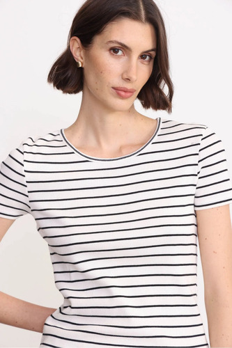 Remera Rayada Mujer Algodon Cuello Redondo Carol Yagmour