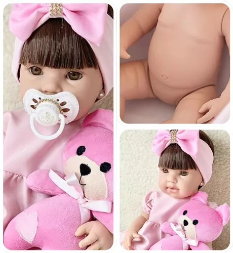 Boneca Bebe Reborn Menina 100% Silicone 55 Cm - 12x S/ Juros