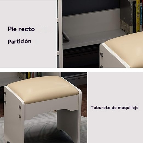 Tocador De Dormitorio Incluye Tabur Con Espejo Led Moderno