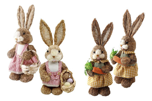 4 Estatuas De Conejo De Pascua De Pie Para Regalo De Adorno