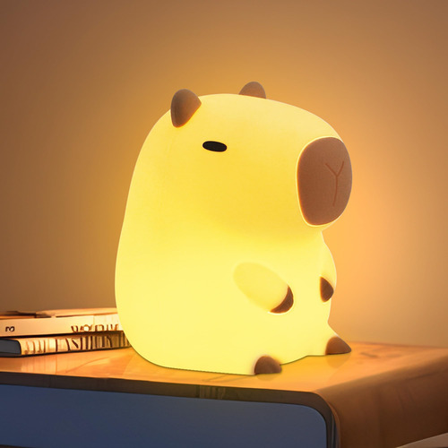 Luz Nocturna Okayera Cute Capibara Led De Silicona Recargabl
