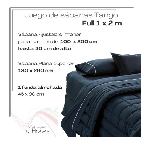 Imagen 2 de 7 de Sabanas Twin Full 1x2 Juego Euro Percal Tango Oregon