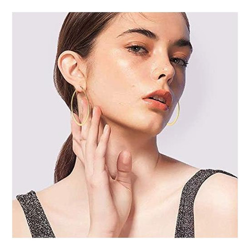 3 Pares De Pendientes De Aro Ovalados Grandes Para Mujer, De