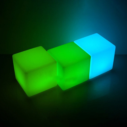 Taburete Cuadrado Cubo Brillante Silla Asiento Cubo Luz Led