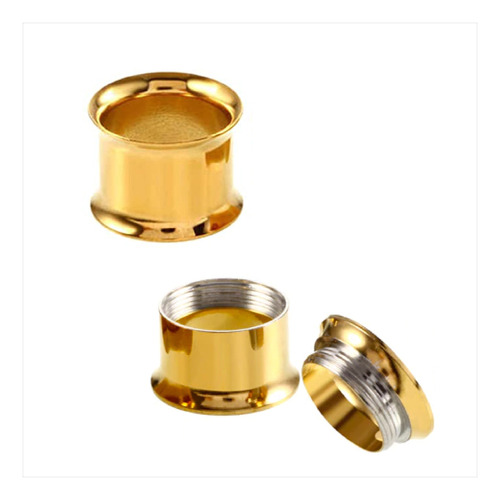 Expansor 2pcs Par Dorado Piercing Oreja Hombre E