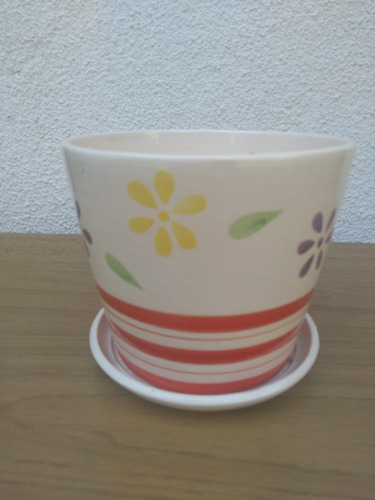 Maceta Cerámica Pintada Alto 14cm Diametro15cm