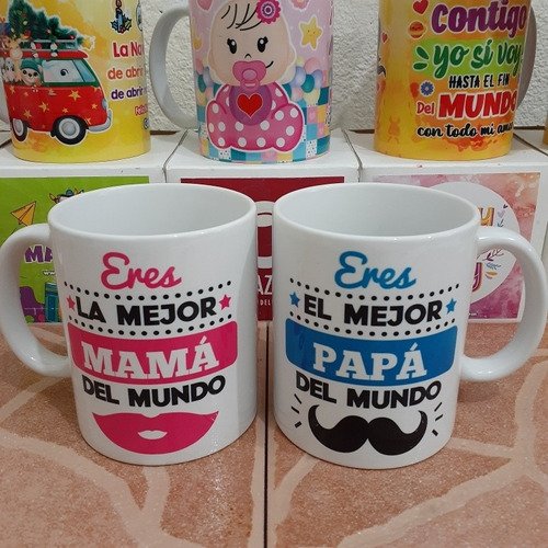 Tazas Dúo 11 Onzas Mejor Mamá / Mejor Papá Ideal Para Padres