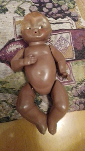 Muñeco Antiguo Moreno Plástico Inflado Hecho Usa 60s 20cm (Usado)