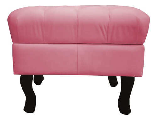 Puff Puf Baú Decorativo Luiz Xv Capitonê Suede Cinza Retrô Pés Madeira Luxo Cor Rosa