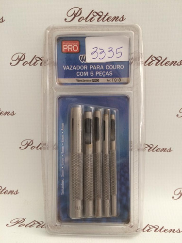Imagem 6 de 6 de Kit Jogo Vazador Aço P Couro Com 5 Peças 3 4 5 6 E 8mm K3335