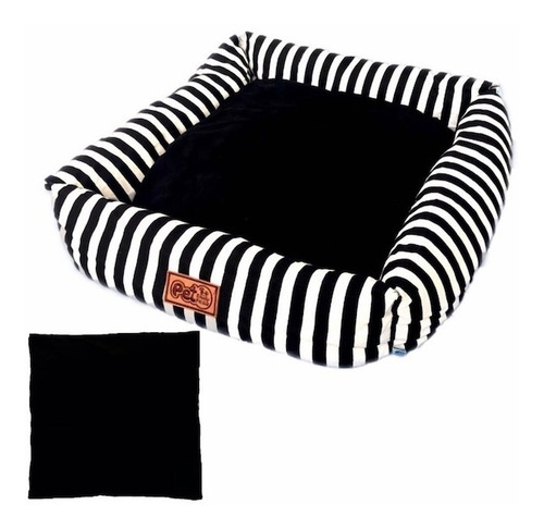 Imagem 1 de 2 de Cama Cachorro Gato Caminha Pet Luxo Listrada Preta Branca G