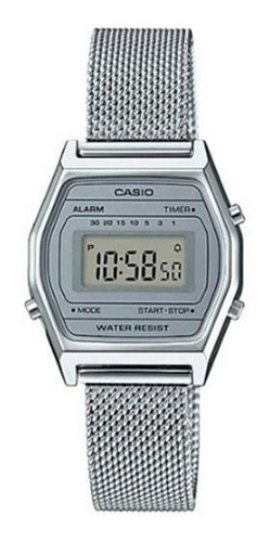 Reloj Casio La690 Mujer Retro Acero Gris Tejido Full