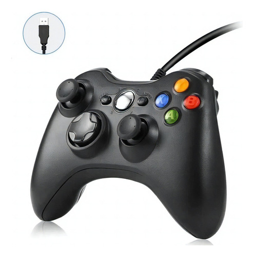Joystick para Xbox 360 e PC Windows com cabo USB Vibra Cotas Cor Preto