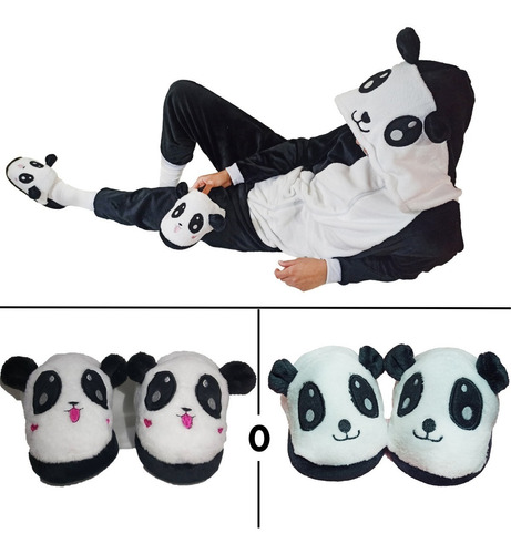 Combo Pijama Térmica Panda+ Pantuflas Panda