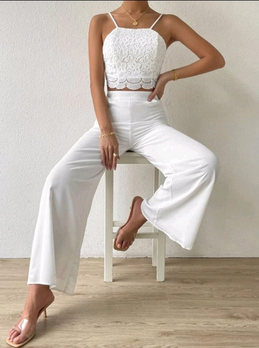 Vestido Conjunto Pantalon  Y Crop Top De Novia, Gala Mnl10