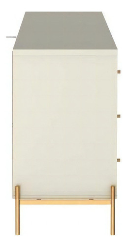 Cómoda de dormitorio grande con 6 cajones, color beige de lujo, color blanco roto