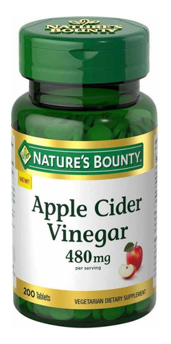 Vinagre de sidra de manzana 480 mg 200 cápsulas Natures Bounty USA