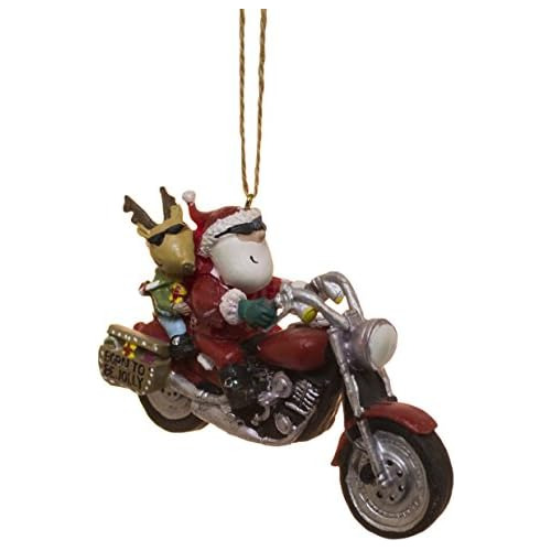 Papá Noel Y Renos Montando Una Motocicleta Harley Orna...