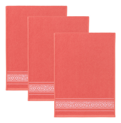 Juego 3 Toallas De Baño Grande Cuerpo Completo Algodón Suave Color Coral Diseño 4
