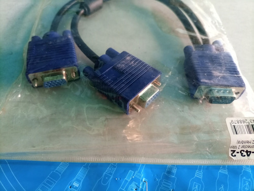 Imagen 5 de 6 de Cable Vga Wash P/conectar 2 Monitores (a Macho A 2 Hembra)