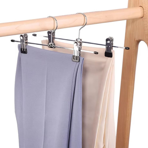 20 Cabide Saia Calça Reforçado Metal Inoxidável C/ Presilhas Cor Cromado