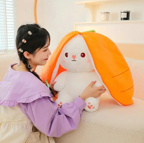 Peluche Conejo Frutal Zanahoria Fresa Orejas Reversible 65cm