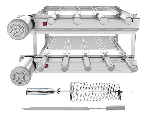 Churrasqueira Inox Gira Grill Dupla - 9 Espetos + Grelha