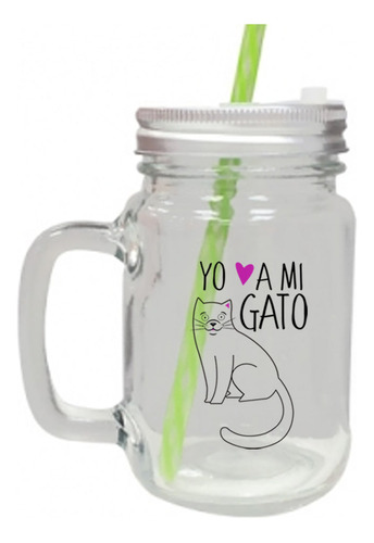 Jar Vidrio Con Tapa - Gatos - Yo Amo