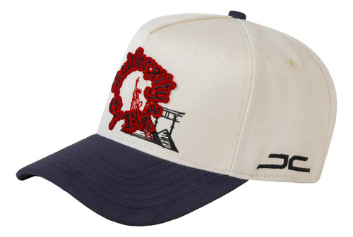 Gorra Jc Hats Coleccion University Of Life Original Beige Con Azul Curva Único Lisa