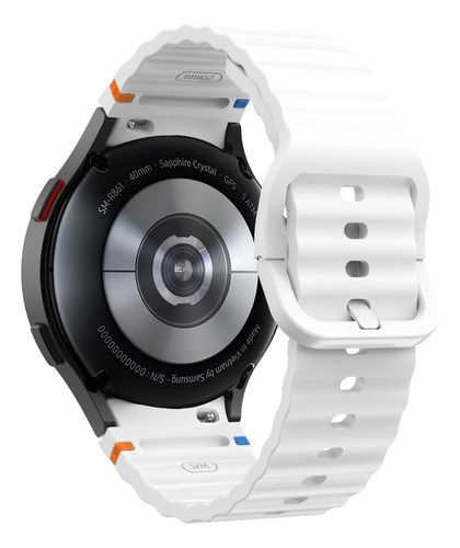 Pulseira Fecho Silicone Respirável Para Galaxy Watch 4 5 6 7 Cor Branco