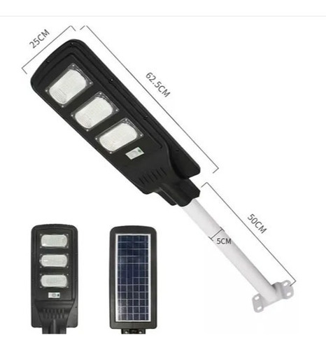 Foco Solar Led 90w Exterior C/ Sensor Y Control+ Brazo Metal