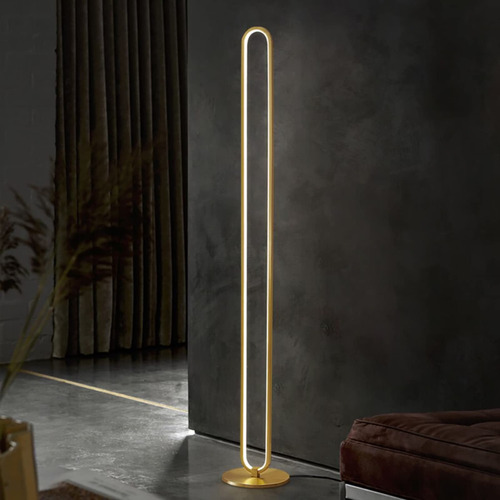 Lampara Pie Led Lineal Moderna Base Metal Dorado