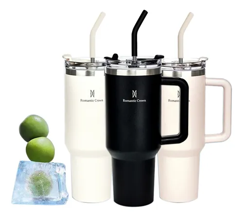 Copo Térmico Gigante 1,2l Inox Com Tampa E Inox Canudo
